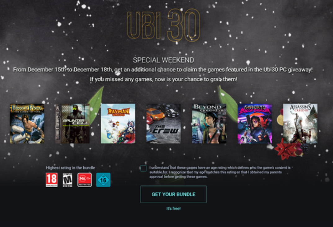 限時!超急!UBISOFT 七套正版遊戲限時免費!到 12/18 刺客教條、波斯王子…. @3C 達人廖阿輝