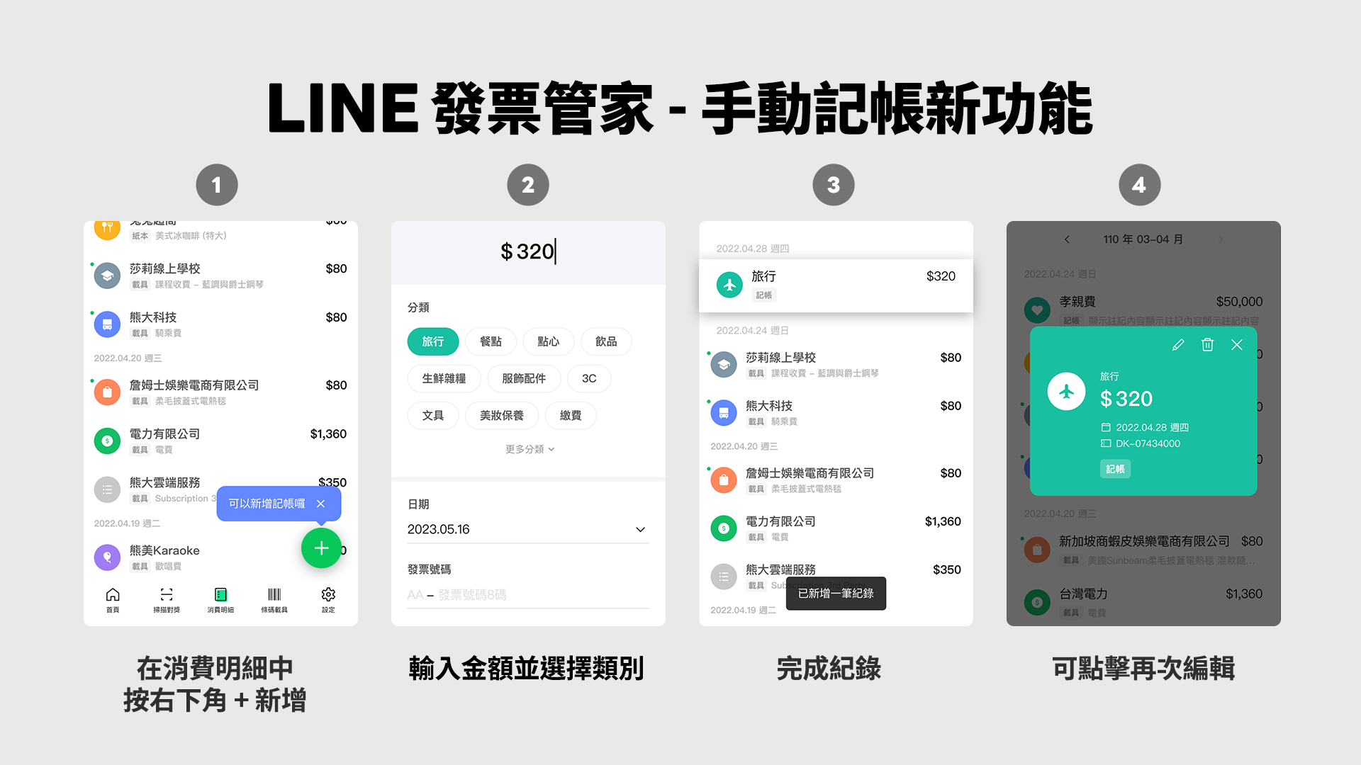 LINE 發票管家功能擴增 變身記帳分析小管家 新增個人化消費分析 揭秘趣味消費習慣 @3C 達人廖阿輝