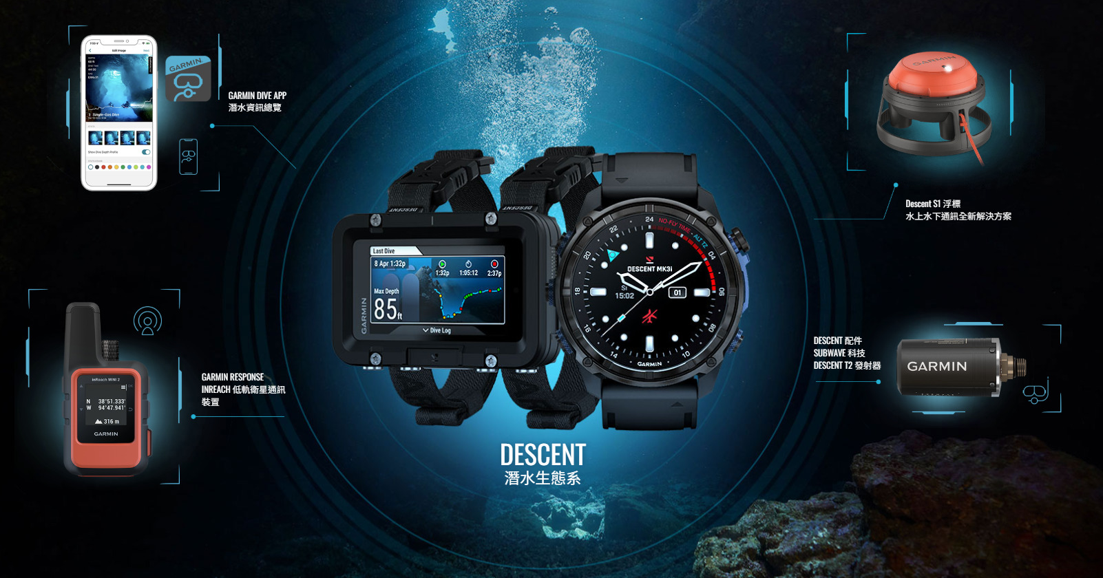 Garmin Descent S1 革命登場 打造水上水下全方位潛水通訊生態系 @3C 達人廖阿輝