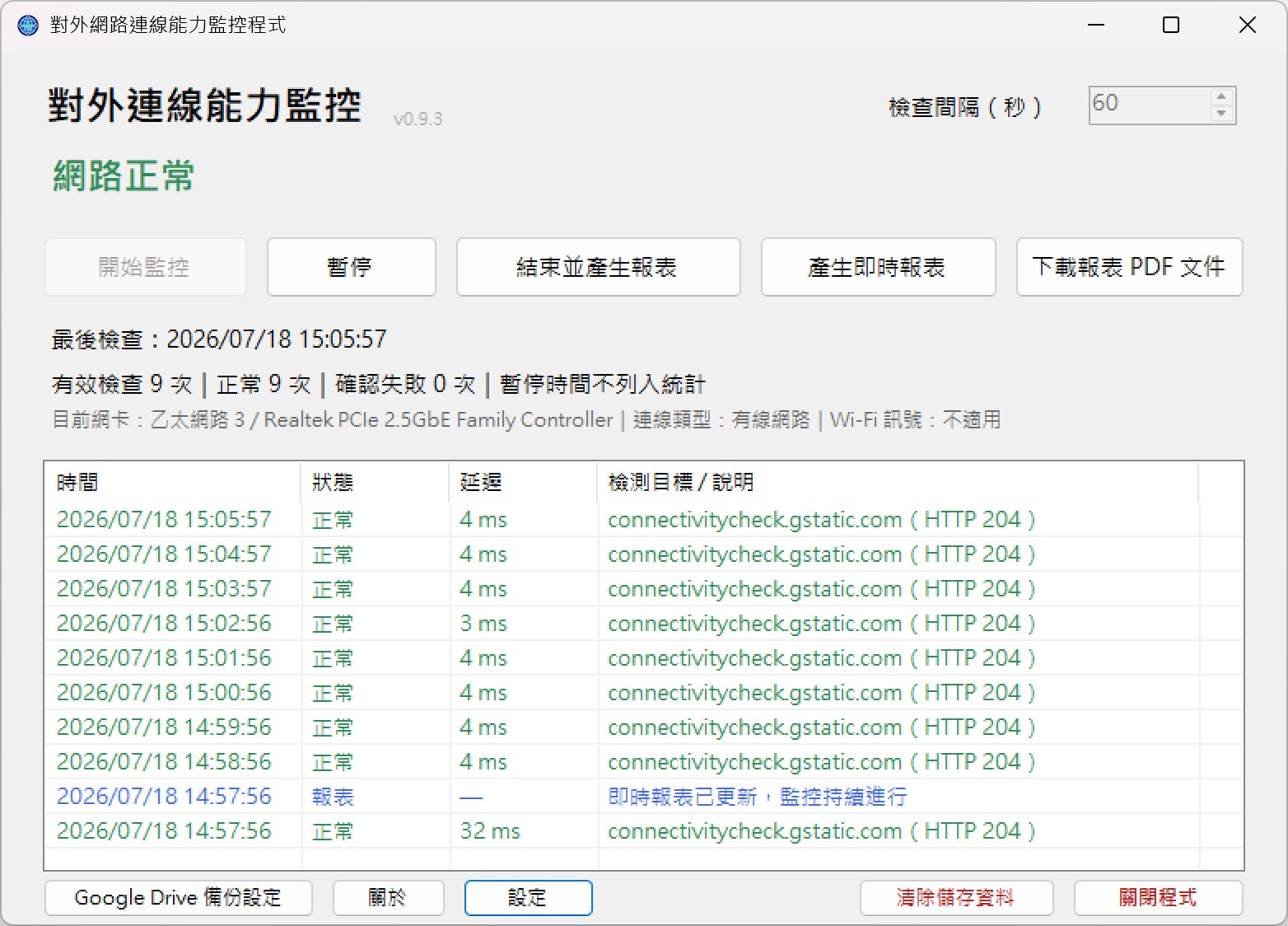NetCheckMonitor:免費開源的 Windows 對外網路連線能力監控程式,斷線紀錄、 PDF 報表與 Google Drive 備份一次完成 @3C 達人廖阿輝 NetCheckMonitor:免費開源的 Windows 對外網路連線能力監控程式,斷線紀錄、 PDF 報表與 Google Drive 備份一次完成 @3C 達人廖阿輝