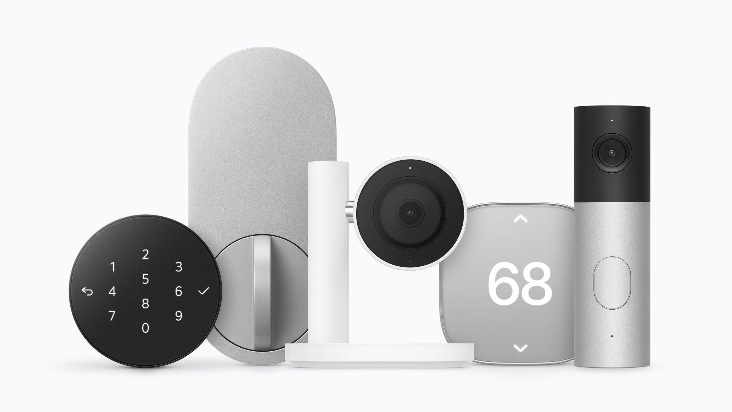 Apple Home Collection 包含攝影機、恆溫器與門鎖等配件。