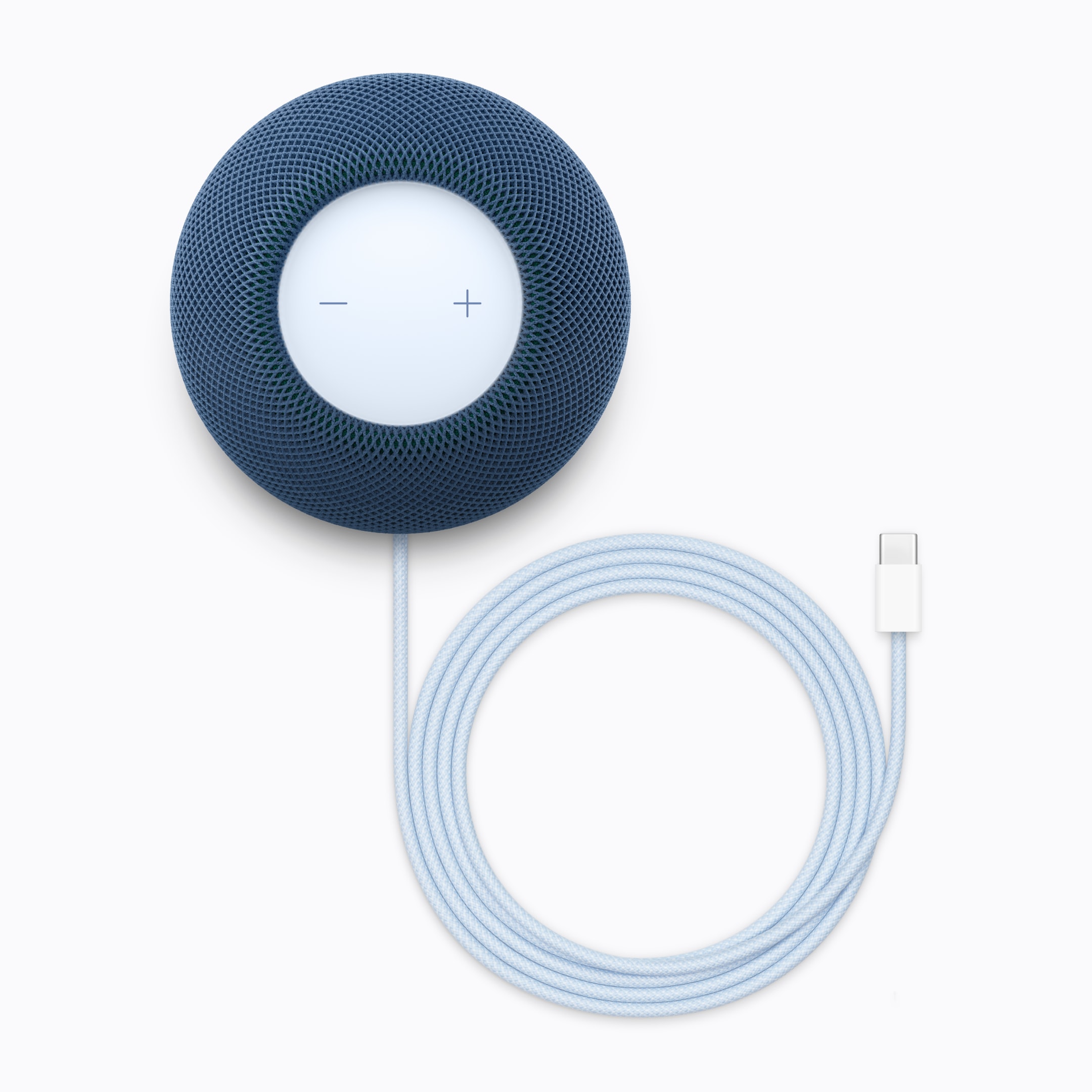 藍色 HomePod mini 2 頂部與連接線