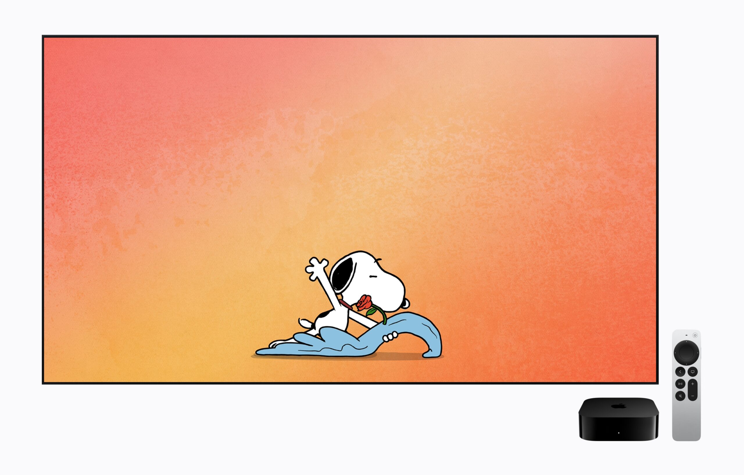 Apple TV 4K 螢幕保護程式顯示史努比畫面