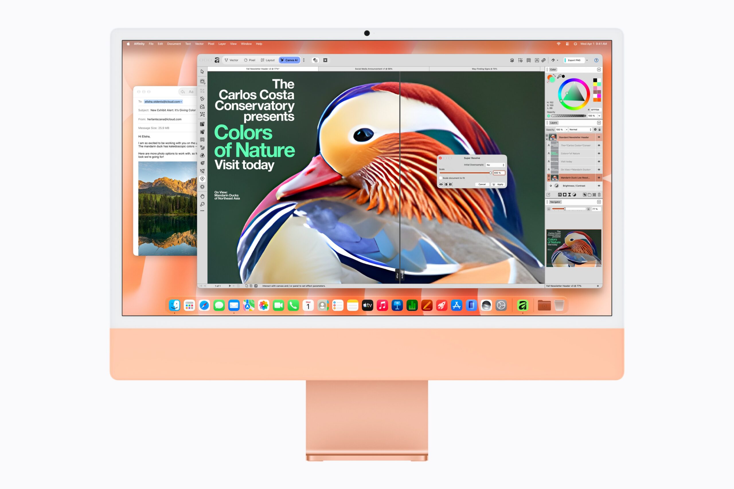 M6 iMac 使用 Affinity 編輯影像並搭配 Mail