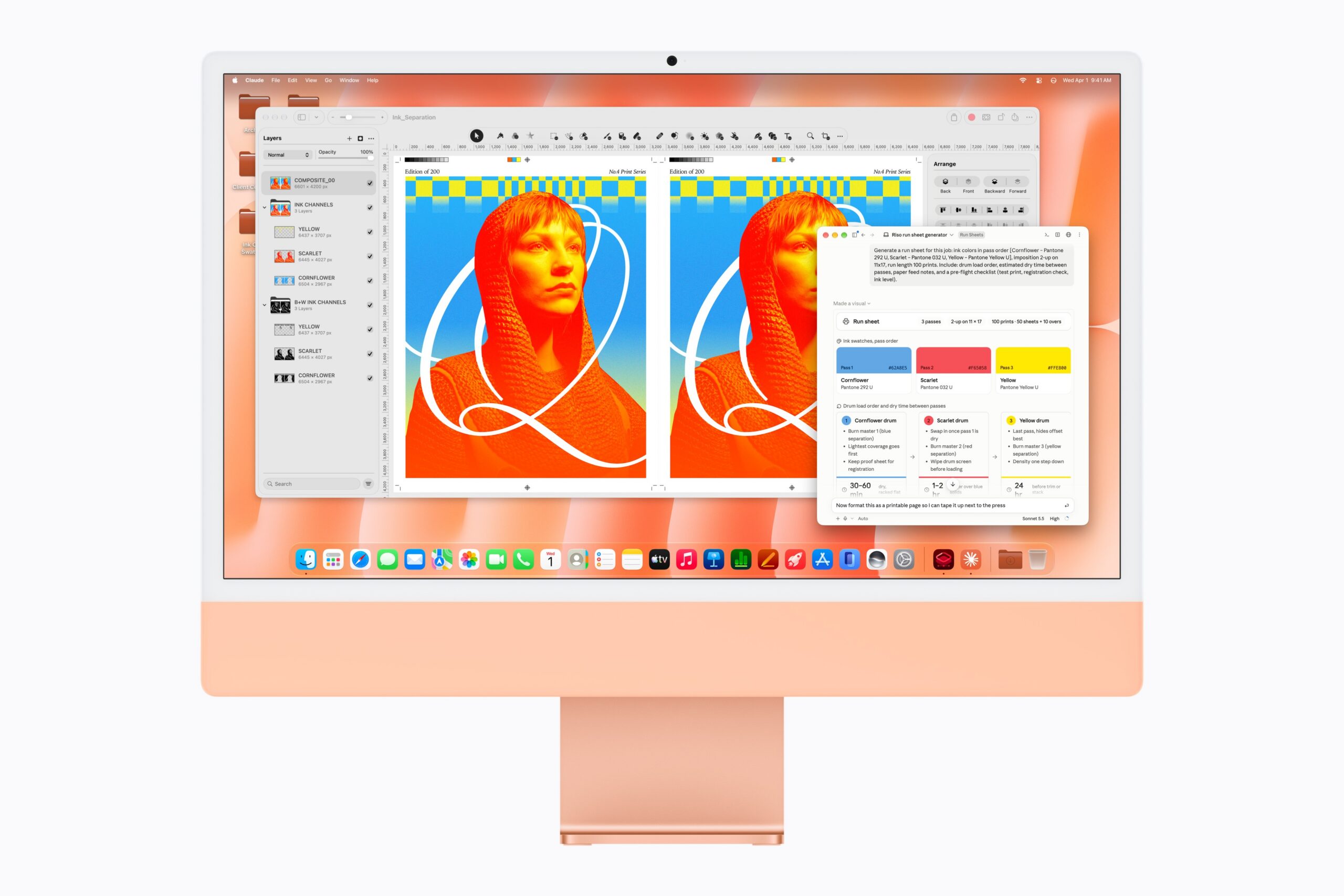 M6 iMac 執行 Pixelmator 與 Claude